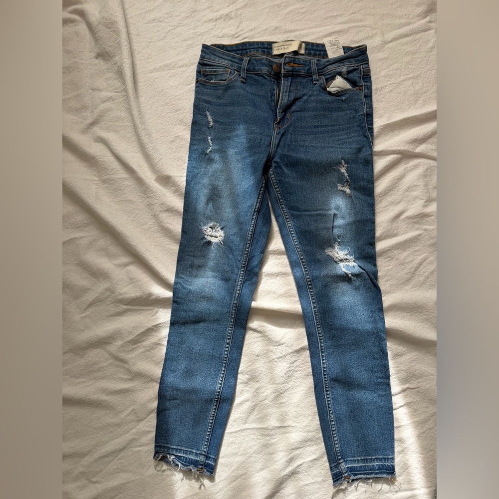 Abercrombie & Fitch Blue Distressed Skinny Jeans